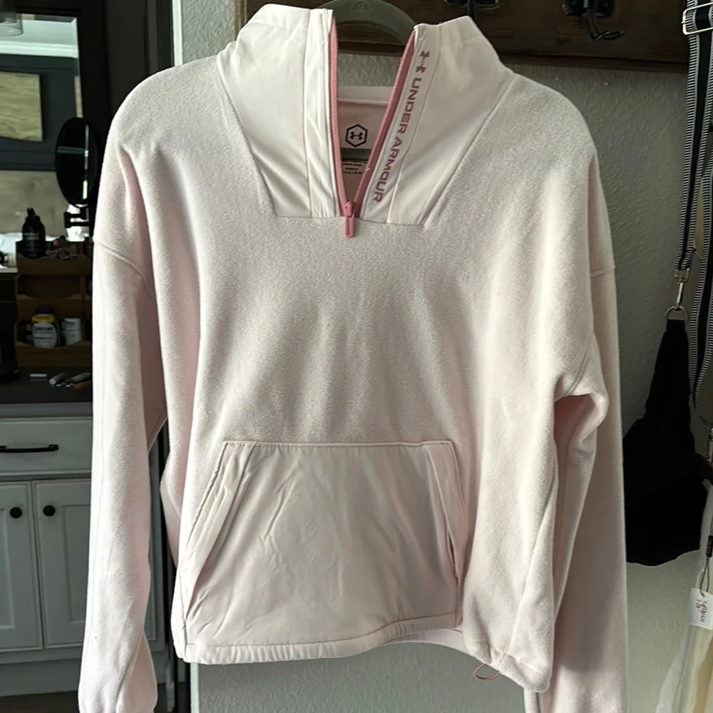 Under Armour Women’s Pink 1/4 Zip Pullover Sweatshirt Athletic Size L Brand New - Picture 3 of 9